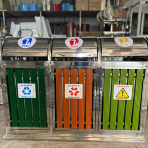 Thùng Phân Loại Rác 3 Ngăn Chất Liệu Inox